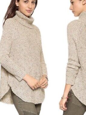 FREE PEOPLE Dylan Sweater, Small, tan